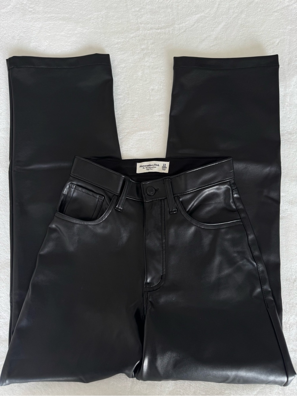 Abercrombie & Fitch Black Curve Love Faux Leather Wide-Leg Jeans